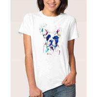 Watercolor Bulldog Kadın Beyaz Tshirt