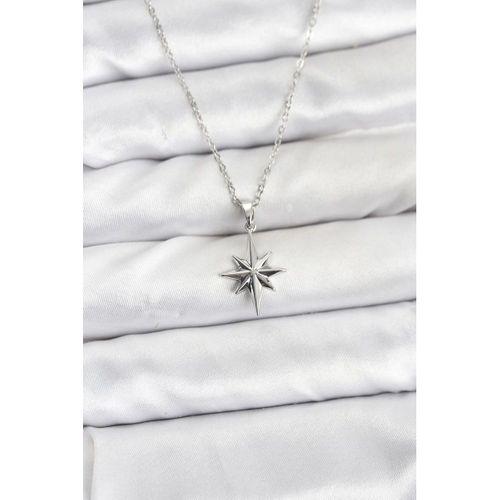 316L Çelik Zincir Gümüş Renk Kutup Yıldızı Model Kadın Kolye