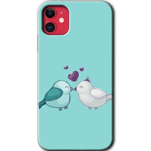 MRCİLETİSİM iPhone 11 Kılıf HD Desen Baskılı Arka Kapak + Temperli Cam - Mutlu Kuşlar
