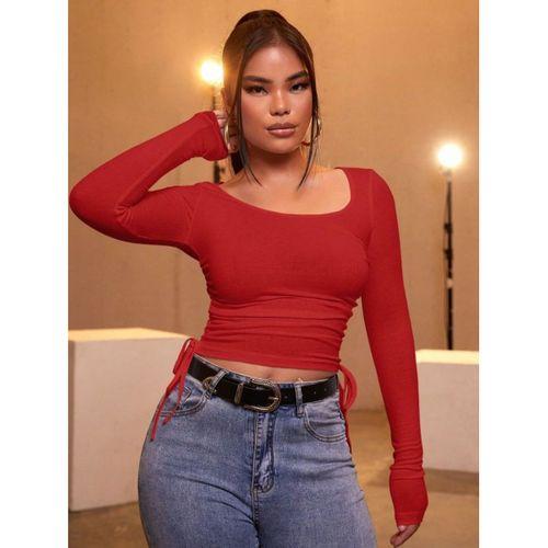 Kadın Kırmızı Kaşkorse Kumaş Bluz