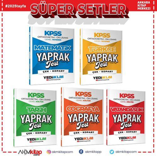 Yediiklim Yayınları 2026 KPSS Ortaöğretim Ön Lisans Yaprak Test Seti 5 Kitap