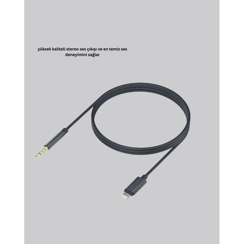 Lightning To 3.5mm Aux Ses Dönüştürücü Kablo 1 Metre Stereo Uyumlu
