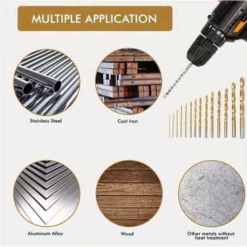 Zhltools 50 Parça Titanyum Kaplama Yüksek Hız Çeliği Matkap Ucu Seti