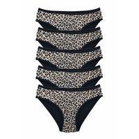 5 Adet Leopar Desenli Likralı Yumuşak Dokulu Kadın Slip Külot