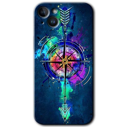 Potkal Hediye Fabrikası iPhone 14 Plus HD Baskılı Kılıf + 9D Tam Ekran Koruyucu - Gizemli Pusula