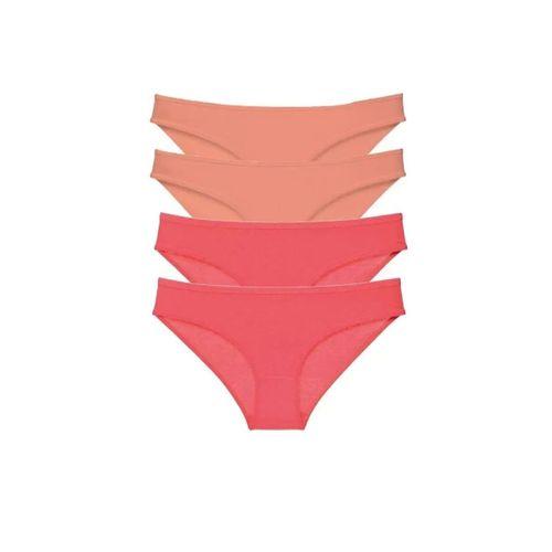 4 Adet Eko Set Likralı Kadın Slip Külot Pudra Fuşya