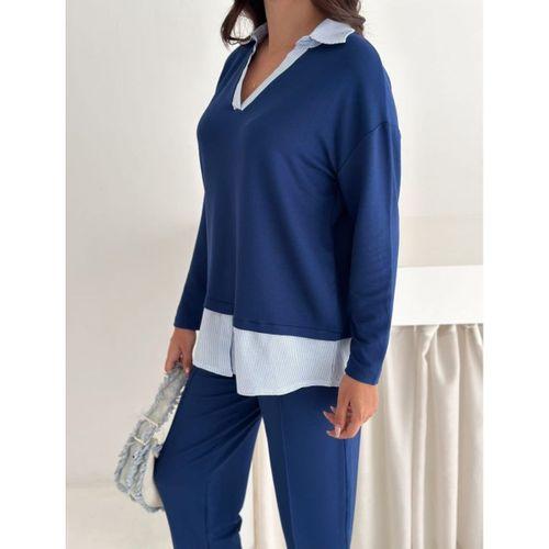 Polo Yaka Gömlekl Detay Salaş Balon Pantolunlu ıkılı Takım