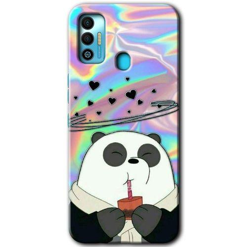 Tecno Spark 7T HD Baskılı Kılıf + 9D Tam Ekran Koruyucu - Milkshake Panda