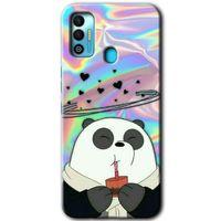 Tecno Spark 7T HD Baskılı Kılıf + 9D Tam Ekran Koruyucu - Milkshake Panda