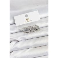 Pirinç Gümüş Renk Zirkon Taşlı Halka Yılan Model YSX Trio Küpe Seti