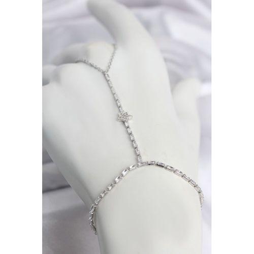 Gümüş Renk Pirinç Zirkon Taşlı Yıldız Model Şahmeran