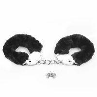 Zincirli Metal Siyah Tüylü Fantezi Kelepçe