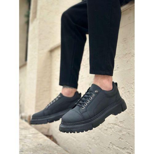 BA0245 Siyah Akıllı Lastik Bağcık Yüksek Siyah Taban Günlük Erkek Ayakkabı
