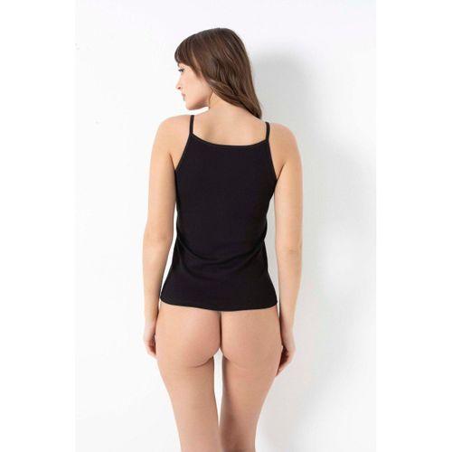 Likralı Pamuklu İp Askılı Siyah Atlet