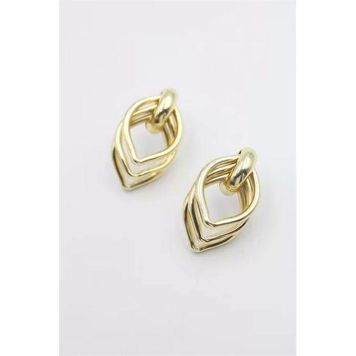 Metal Halka Küpe - Altın