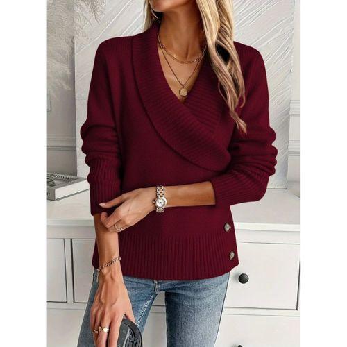Kadın Uzun Kollu Yakalı Yandan Düğmeli Triko Bluz