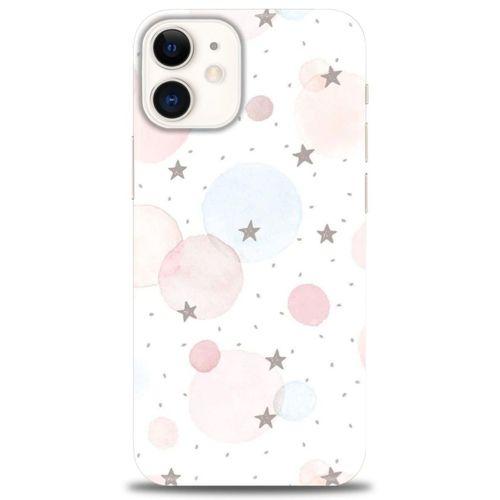 iPhone 12 Mini Kılıf HD Baskılı Kılıf - Yıldız Puantiye + Tam Ekran Koruyucu