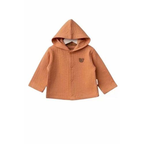 Kapüşonlu Bebek Hırka  Kiremit