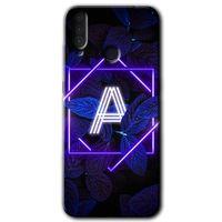 MRCİLETİSİM General Mobile GM 10 Kılıf HD Desen Baskılı Arka Kapak + Temperli Cam - Dark Neon Yaprak A Harfi