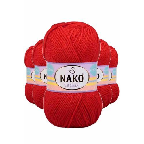 5 Adet Elite Baby El Örgü İpi Tüylenmeyen Bebek Yünü Alev Kırmızı 207