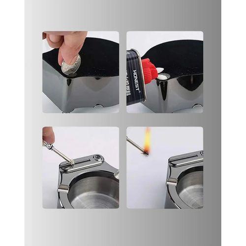 Paslanmaz Çakmaklı Küllük Modern Masa Üstü Aksesuar