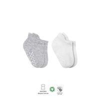 Eğitici Oyuncak Bistyle 2'Li Sneakers Kaymaz Basic Penye Çorap BS20103 Gri Beyaz