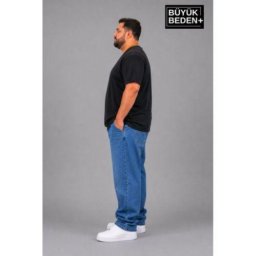 Süperlife Büyük Beden Erkek V Yaka Pamuklu Basic Tişört Lacivert 3XL-6XL SPR26BTS509