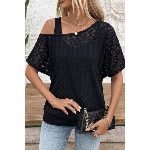 Kadın Askılı Yuvarlak Yaka Viskon Atlet Ve Yarasa Kollu Omuzdan Açık Dantel Bluz Ikili Takım