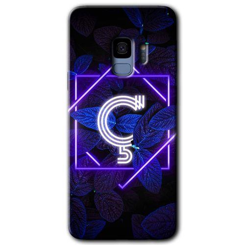 Potkal Hediye Fabrikası Samsung Galaxy S9 Kılıf HD Desen Baskılı Arka Kapak - Dark Neon Yaprak Ç Harfi