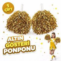 1 Çift ( 2 Adet ) Altın Renk 23 Nisan 19 Mayıs 29 Ekim Okul Gösteri Ponponları