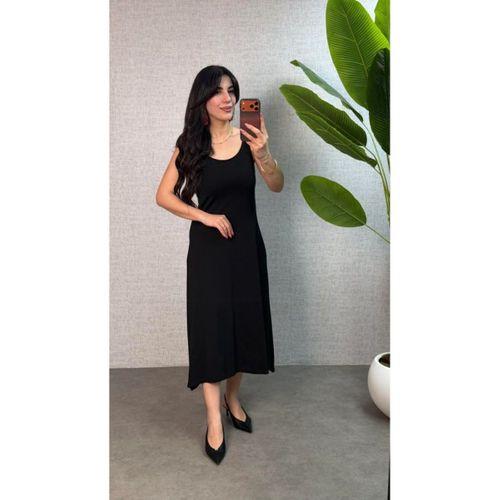 Kadın Askılı Yuvarlak Yaka Süprem Kumaş Elbise