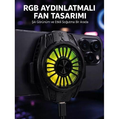 Rgb Fan Aydınlatmalı Sessiz Çalışan Telefon Soğutucu