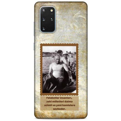 Samsung Galaxy S20 Plus Kılıf Atatürk (8) Baskılı Kılıf Açık Kahve