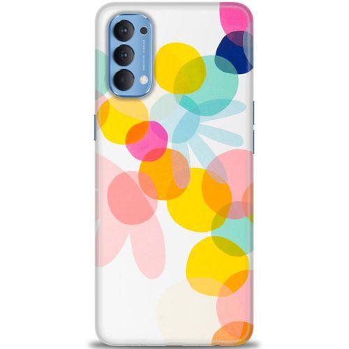 Oppo Reno 4 Kılıf HD Baskılı Kılıf - Color Flowers + Tam Ekran Koruyucu