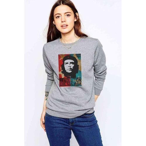 Yoldaş Revolution Baskılı Gri Kadın Sweatshirt