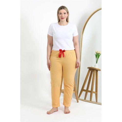 Kadın Pamuklu Büyük Beden Alt Pijama Sarı