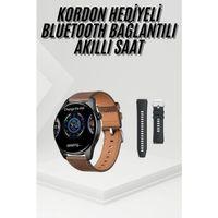 Akıllı Saat Yuvarlak Ekran Sesli Görüşme Özellikli Siyah Akıllı Unisex Kol Saati