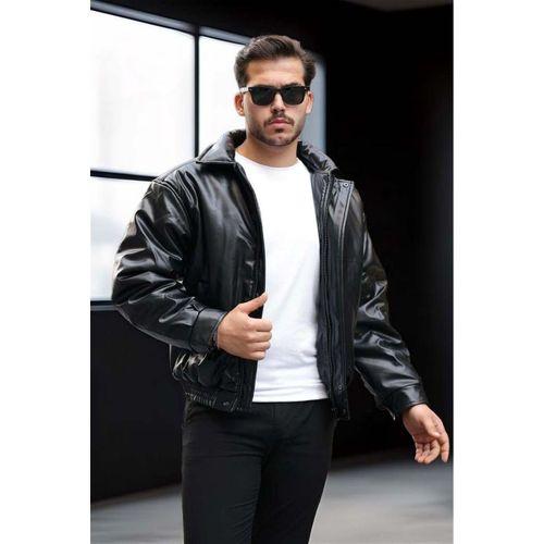 Oversize Premium Deri Ceket/Mont - Siyah
