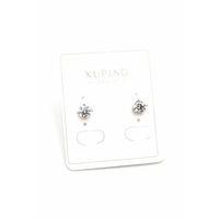 Orta Boy Tek Taş Küpe - Gümüş