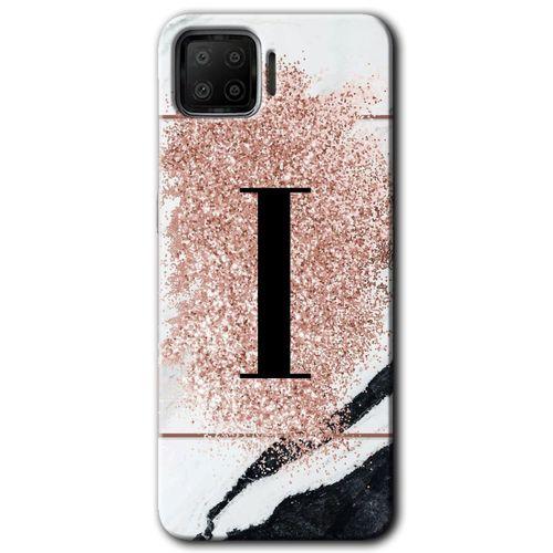 Oppo A73 HD Baskılı Kılıf + 9D Tam Ekran Koruyucu - Pembe Mermer Desenli I Harfi