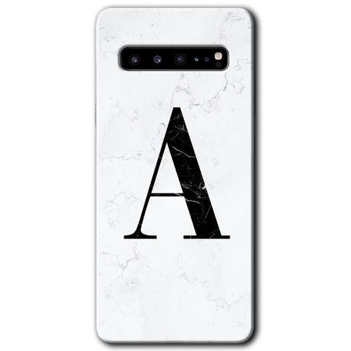 Samsung Galaxy S10 Plus Kılıf HD Desen Baskılı Arka Kapak - Beyaz Mermer Desenli A Harfi