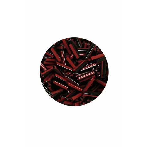 Uzun Boru Kesme Boncuk Çap 2mm Uzunluk 10 mm - 60 Gram - Kırmızı Siyah - BNC291