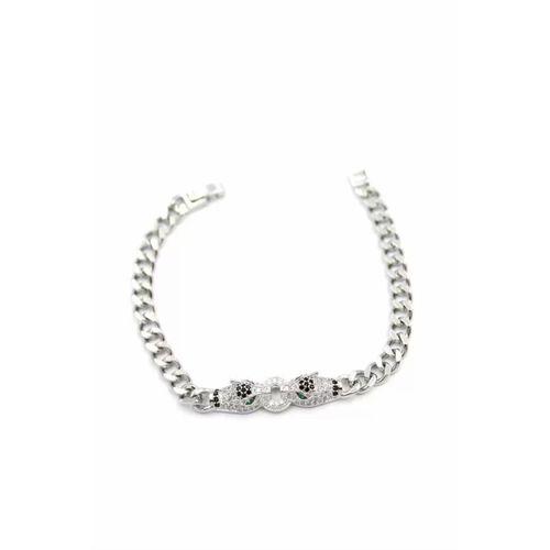 Zirkon Taşlı Leopar Bileklik - Gümüş