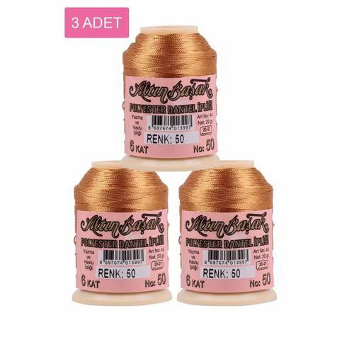 3 Adet Altınbaşak Oya ve Dantel İpi 20 gr - Royaleks - No: 050