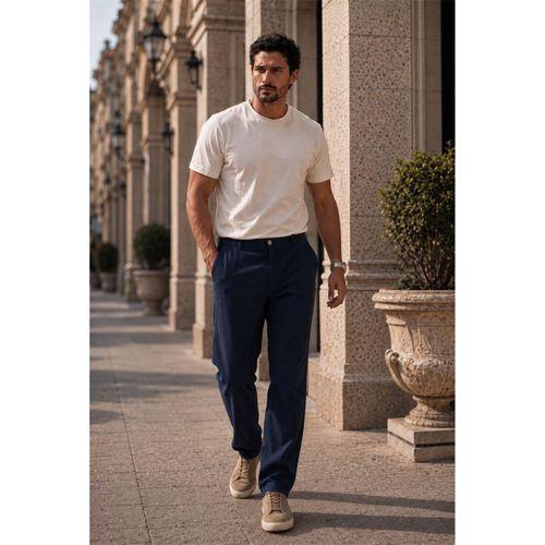 Sorrentino Relax Fit %100 Pamuk Flamlı Kumaş Erkek Jogger Pantolon - Lacivert