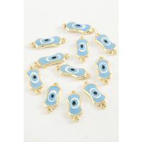 Oval Nazar Çift Kulplu Mineli Bileklik ve Kolye Ucu Aparatı 1 Adet