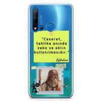 Huawei P20 Lite 2019 Kılıf Caps Eflatun Arka Kapak Koruma Desenli Full Koruyucu