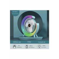Masaüstü Vantilatör Usb Şarjlı Rgb Led Işıklı 3 Kademeli 180° Ayarlanabilir Soğutucu Fan Mavi