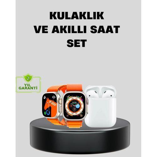 S8 Ultra Akıllı Saat Ve Bluetooth Kablosuz Kulaklık 2’li Set