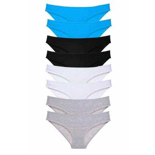 8 adet Süper Eko Set Likralı Kadın Slip Külot Siyah Gri Beyaz Mavi